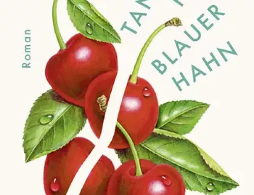 Tanzende Frau, blauer Hahn